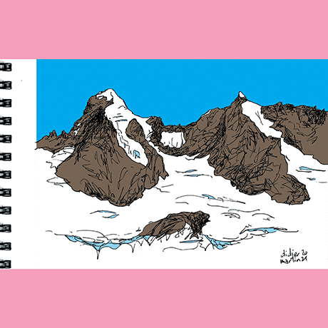 croquis montagne, mont dolent, val ferret, cabane a neuve